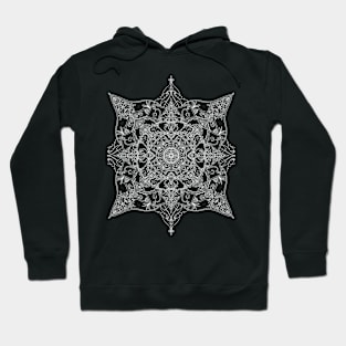 Intricate White Mandala Design Hoodie